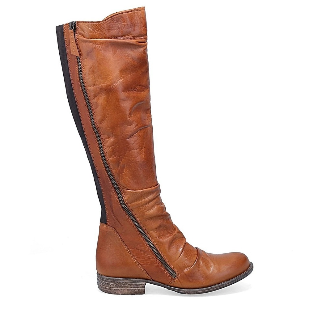 Miz Mooz LORE Leather Boots Tan Brown Brandy Knee High Flat Size 7.5 Women's‎